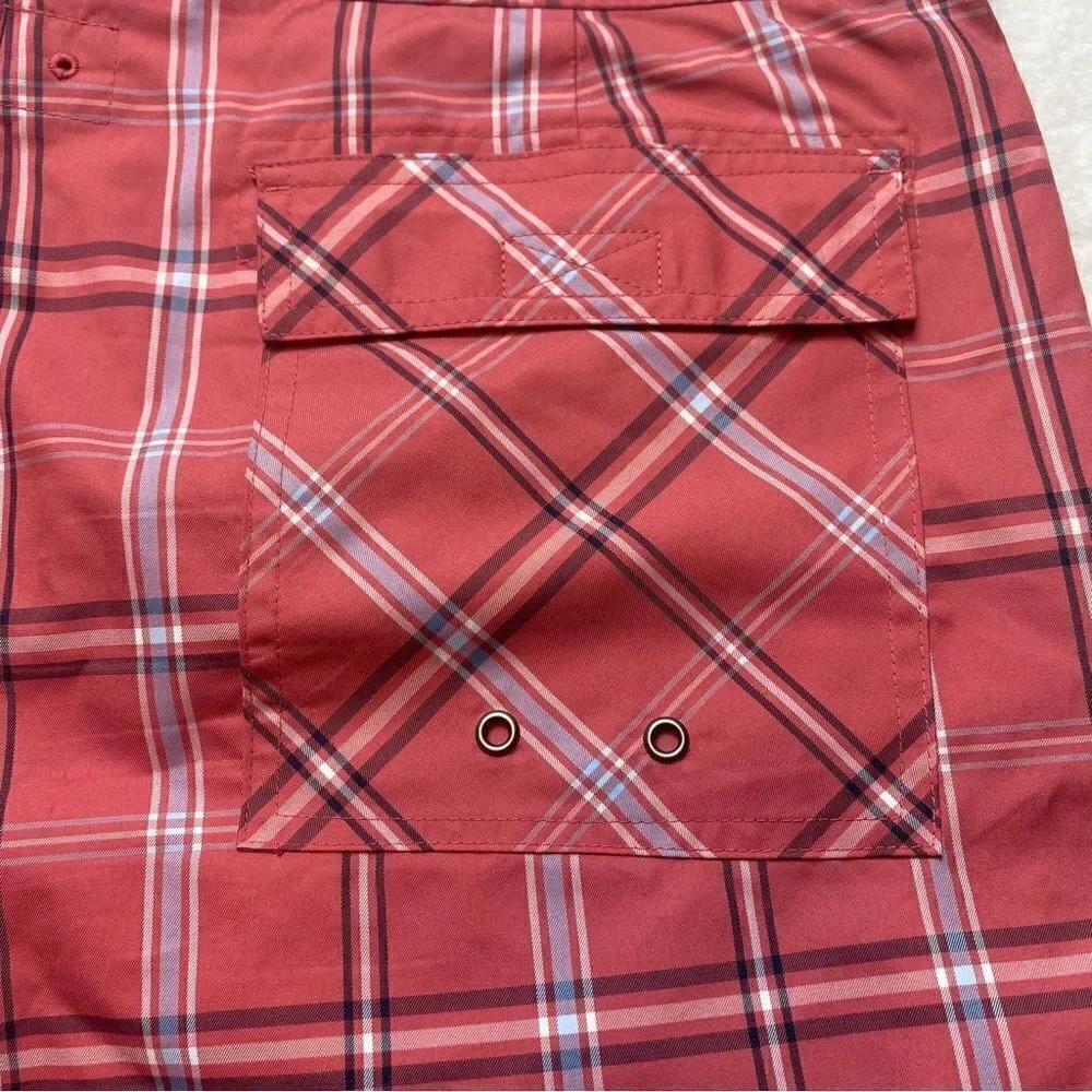 Brooks Brothers Coral Plaid Swim Shorts Size 38